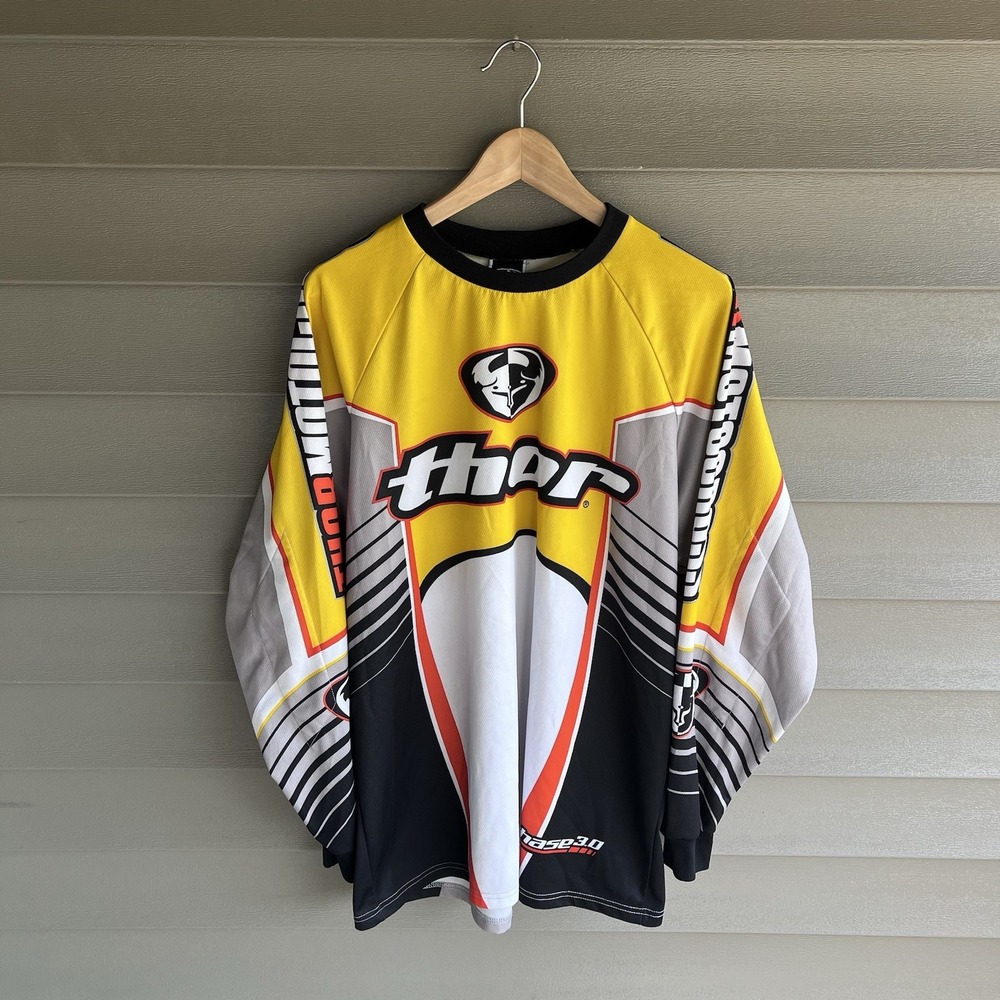 Thor Phase 3.0 Motocross Jersey Mens Large Yellow Black MX Racing Y2K